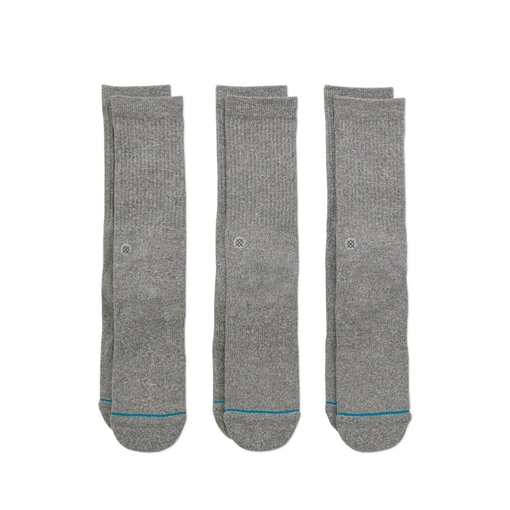 Stance Icon 3 Pair Unisex Medium Mens 6-8.5 Womens 8-10.5 Casual Crew Socks Gray